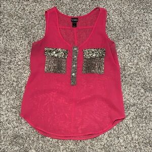 Daytrip Hot Pink Sequin Pocket Tank